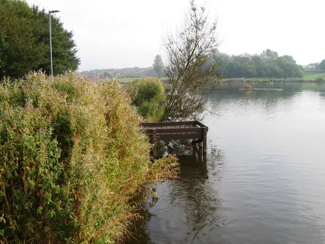 Hemlington Lake, Middlesbrough, with trees and open grass around the water